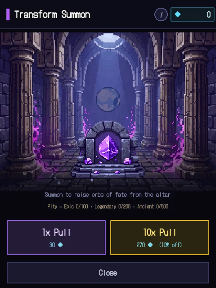 Transformation card summon altar